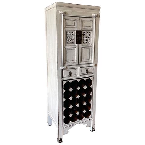Mobile Portabottiglie Vino In Legno Bianco 55x45x170h - Foto 1