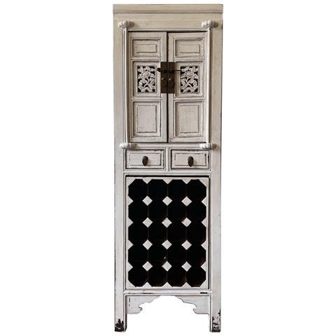 Mobile Portabottiglie Vino In Legno Bianco 55x45x170h - Foto 2