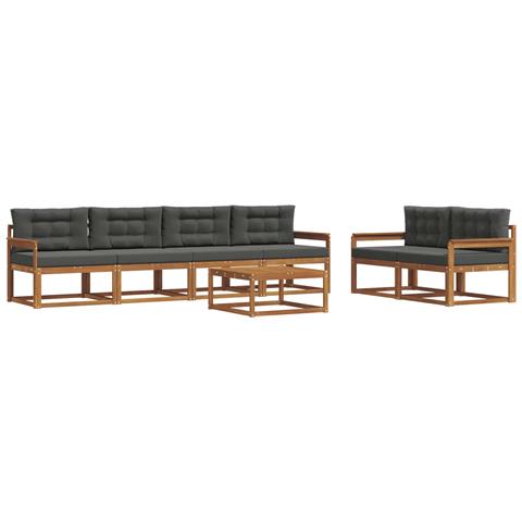 Set di divani da esterno con cuscino 7 pcs Naturale e Antracite - Foto 1