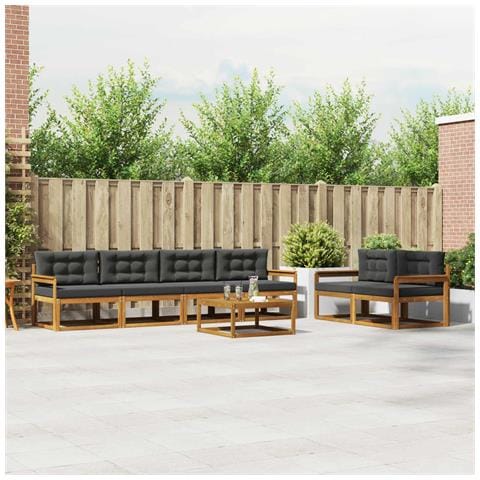 Set di divani da esterno con cuscino 7 pcs Naturale e Antracite - Foto 2