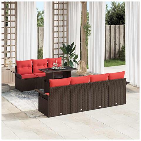 Set Divano da Giardino con cuscino 8 pcs Marrone polyrattan - Foto 2