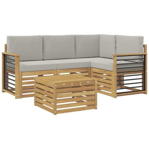 Set di divani da esterno 5 pcs Bianco e Grigio Chiaro - Foto 1