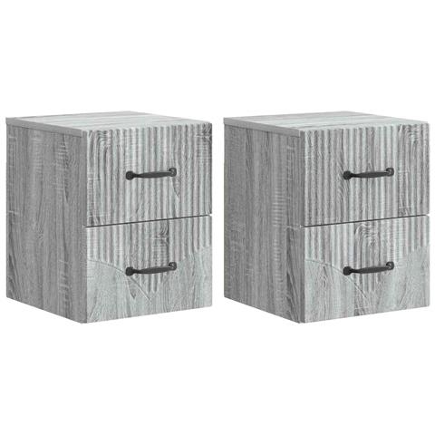 Mobiletto da notte a muro 2 pcs Grigio Sonoma 34,5 x 33 x 40 cm - Foto 1