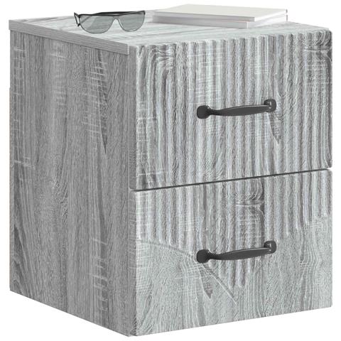 Mobiletto da notte a muro 2 pcs Grigio Sonoma 34,5 x 33 x 40 cm - Foto 2