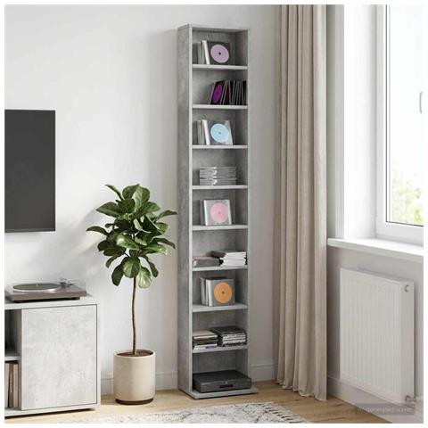 Mobile per CD Grigio Cemento 33 x 23,5 x 175 cm - Foto 2