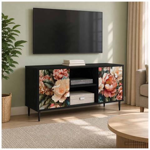 Mobile TV BORNE 102 x 33 x 51 cm Rovere Nero - Foto 2
