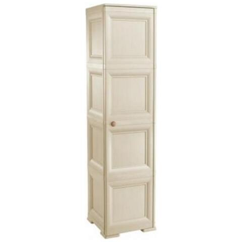 Armadio Mono Anta 3 Ripiani Cm 40x43x164 In Resina Colore Angora - Omnimodus - 8085568 - Foto 2