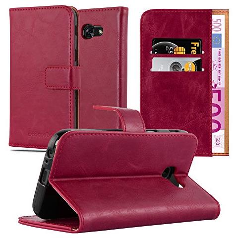 Custodia Compatibile Con Samsung Galaxy A3 2017 In Rosso Vinaccia - Coperchio Protettiva Con Chiusura Magnetica, Funzione Stand E Tasca Per Le Carte - Foto 1