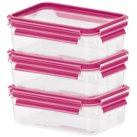 Clip & Close Scatola Rettangolare 0,55 L Rosa, Trasparente 3 Pezzo (i)  - Foto 1