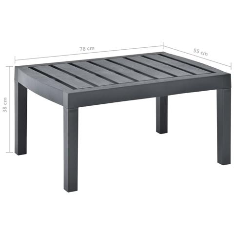 Tavolo Da Salotto Per Giardino Antracite 78x55x38 Cm Plastica - Foto 2