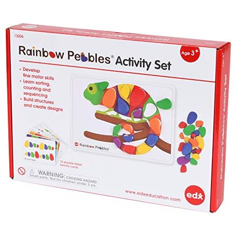 13206 Rainbow Pebbles Activity Set Ordinamento E Impilamento Costruzione Attività Matematica Iniziale 48 Pebbles Fillin Cards - Foto 1