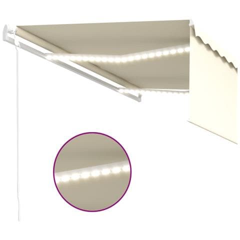 Tenda Automatica Parasole Sensore Vento E Led 4x3m Crema - Foto 2