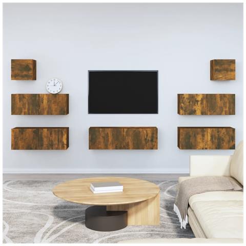 Set Di Mobili Porta Tv 7 Pz Rovere Fumo In Legno Multistrato - Foto 8