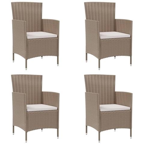 Sedie Da Giardino Con Cuscini 4 Pz In Polyrattan Beige - Foto 1