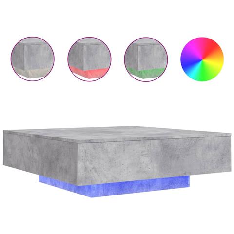 Tavolino Da Soggiorno Con Luci Led Grigio Cemento 100x100x31 Cm - Foto 2