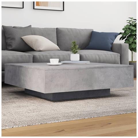 Tavolino Da Soggiorno Con Luci Led Grigio Cemento 100x100x31 Cm - Foto 1