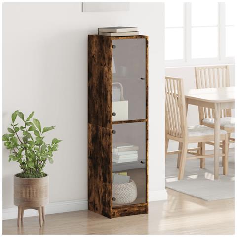 Credenza Con Ante In Vetro Rovere Fumo 35x37x142 Cm - Foto 3