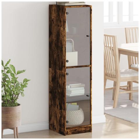 Credenza Con Ante In Vetro Rovere Fumo 35x37x142 Cm - Foto 1