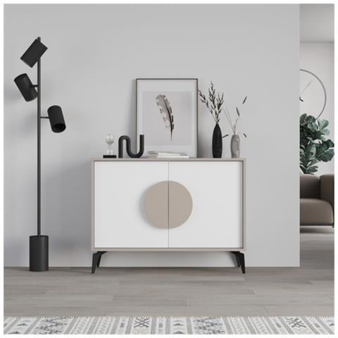 Madia Gora 110 Cm Struttura Colore Light Mocha E Ante Colore Bianco - Foto 1
