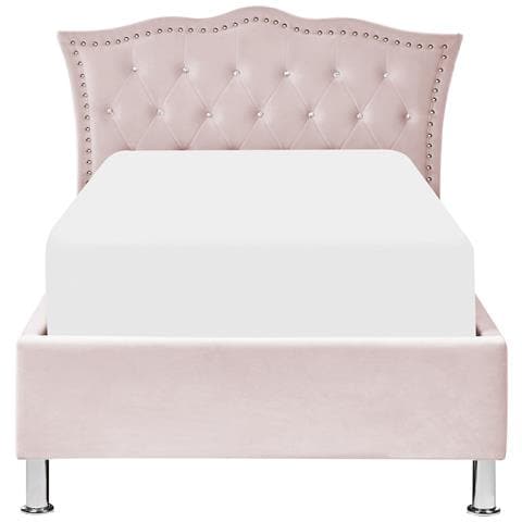 Letto Singolo Contenitore Velluto Rosa Pastello 90 X 200 Cm Metz - Foto 7