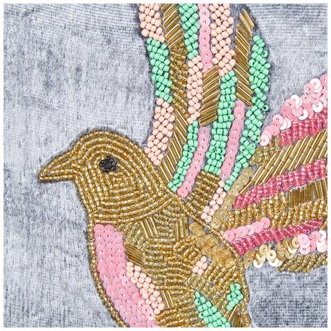 Cuscino Decorativo Ruellia Velluto 45 X 45 Cm Animalier Ricamato Grigio - Foto 6