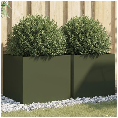 Fioriere 2 pz Verde Oliva 49x47x46 cm in Acciaio - Foto 10