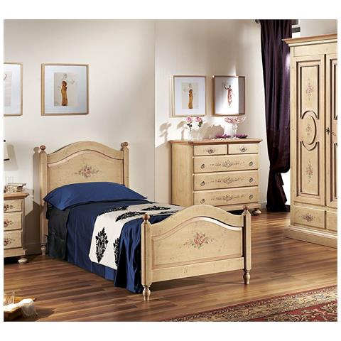 Letto Sagomato Singolo Avorio Antico /Rosa In Legno - Foto 1