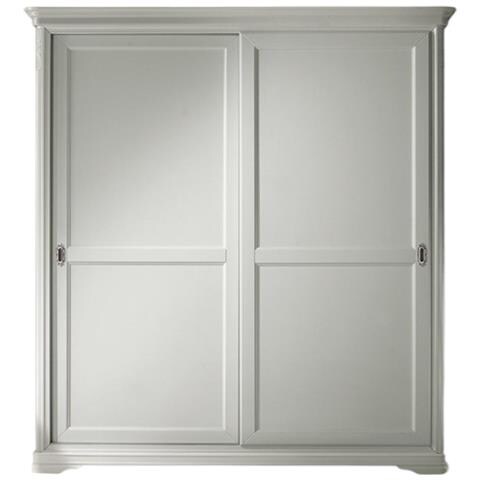 Armadio Shabby 2 Ante Scorrevoli In Legno Massello Bianco L. 200 P. 67 H. 220 - Foto 1