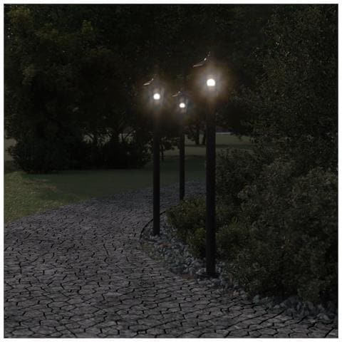 Lampade Da Terra Per Esterni 3 Pz Nere 120 Cm In Acciaio Inox - Foto 3