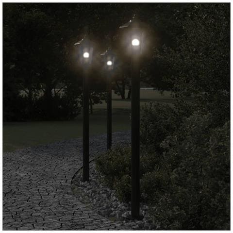Lampade Da Terra Per Esterni 3 Pz Nere 120 Cm In Acciaio Inox - Foto 1