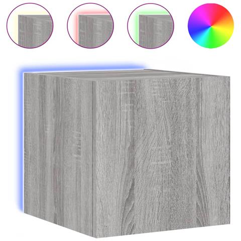 Mobile TV a Parete con Luci LED Grigio Sonoma 30,5x35x30 cm - Foto 1