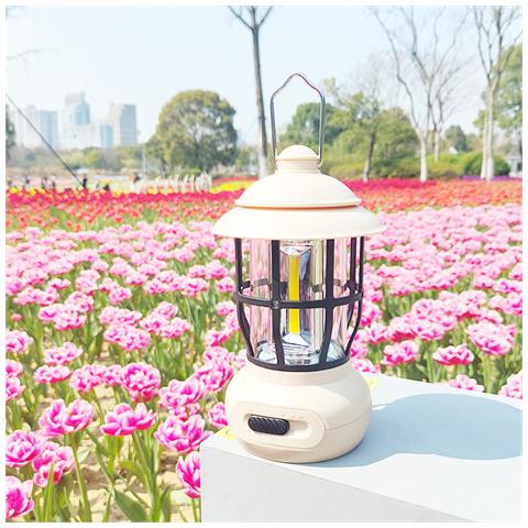 Retro Luce Da Campeggio Ricaricabile, Lanterna Da Campeggio, Attenuazione Continua Della Luce Della Tenda White - Foto 4