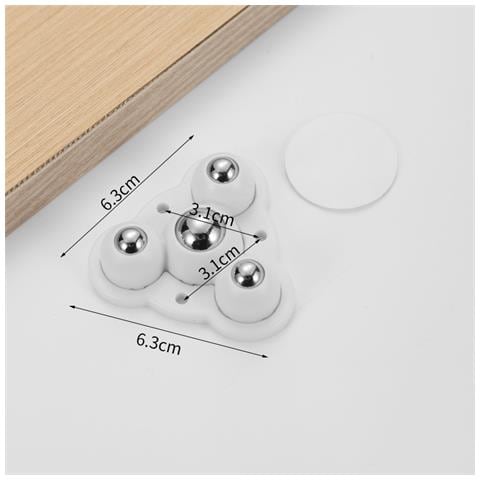 16 Rotelle Girevoli Autoadesive, 3+1 Sfere In Acciaio, Trasparenti, Capacità Di Carico Di 300 Kg (confezione Da 4) White - Foto 2