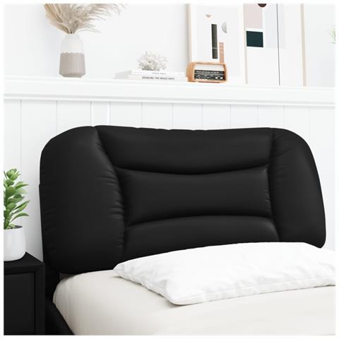 Cuscino Testiera Nero 80 Cm In Similpelle - Foto 3