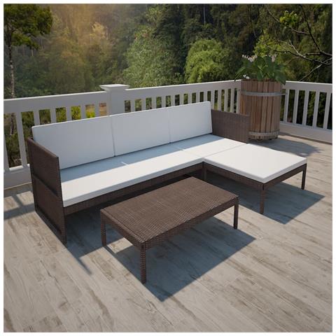 Lusso Casadino - Set Salotto Da Giardino 3pz Con Cuscini In Polyrattan Marrone - Foto 6