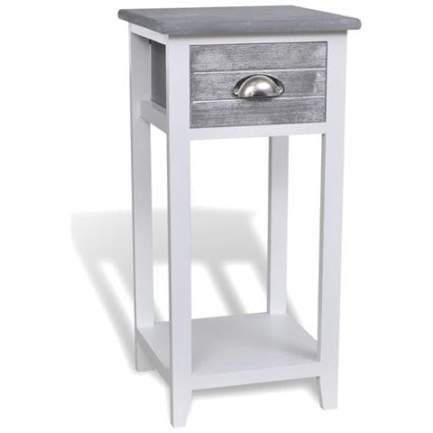 Lusso Casadino -  Comodino Con 1 Cassetto Grigio E Bianco - Foto 2