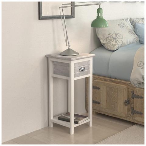 Lusso Casadino -  Comodino Con 1 Cassetto Grigio E Bianco - Foto 1