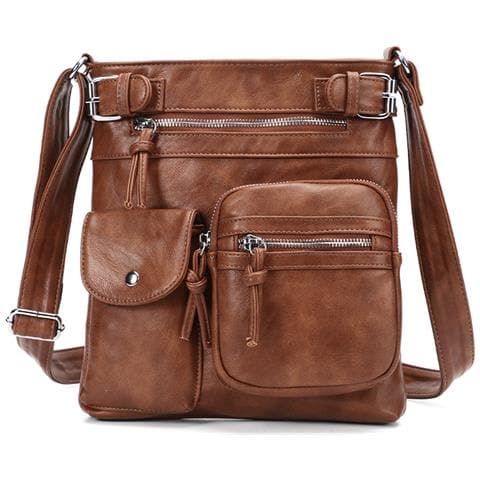 Elegante Borsa A Tracolla In Pelle Pu Brown - Foto 1