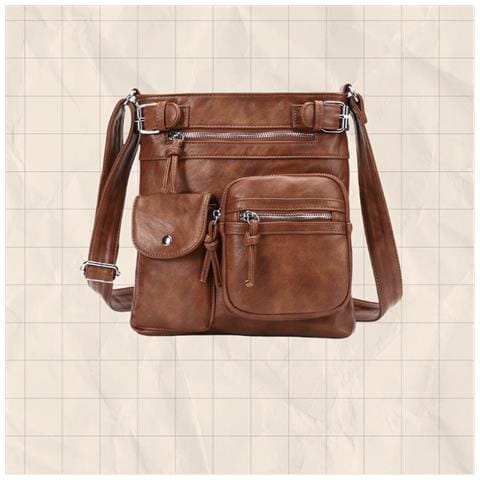 Elegante Borsa A Tracolla In Pelle Pu Brown - Foto 3