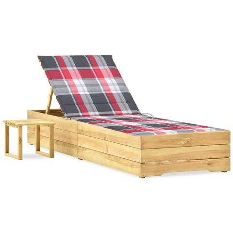 Lettino Da Giardino Con Tavolino Cuscino Legno Pino Impregnato - Foto 2