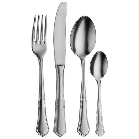 Settecento Stone Washed Posate da tavola in acciaio con finitura vintage Confezione - Set da 24 Pezzi - 6 Posti Tavola - Confezione Regalo Made in Italy - Foto 1