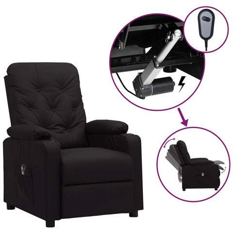 Poltrona Reclinabile Elettrica Nera In Similpelle - Foto 2