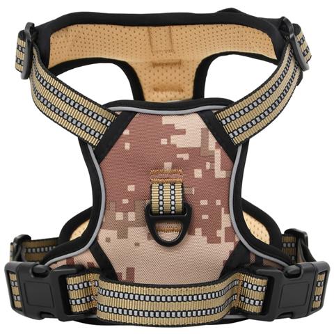 Pettorina Cani Righe Riflettenti Regolabile Marrone Mimetico XL - Foto 1