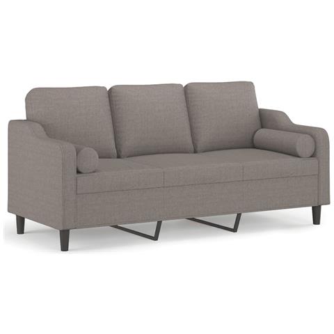 Divano a 3 Posti con Cuscini Tortora 180 cm in Tessuto - Foto 1