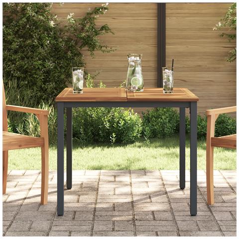 Tavolo da giardino  90x90x75 cm in legno massello di acacia e metallo - Foto 2