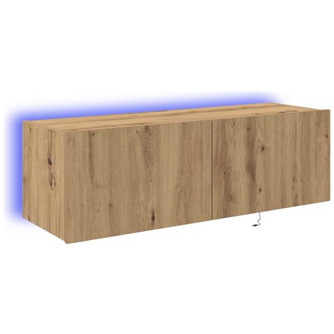 Mobile TV con luci LED Rovere Artigianale 100x35x31 cm - Foto 1