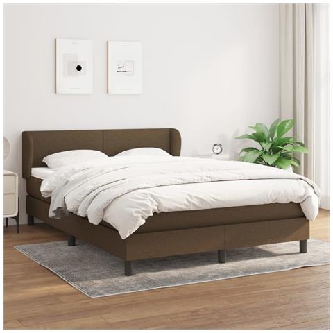 Giroletto a Molle con Materasso Marrone Scuro 140x200cm Tessuto - Foto 2