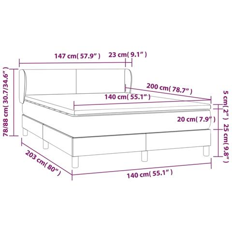 Giroletto a Molle con Materasso Marrone Scuro 140x200cm Tessuto - Foto 7