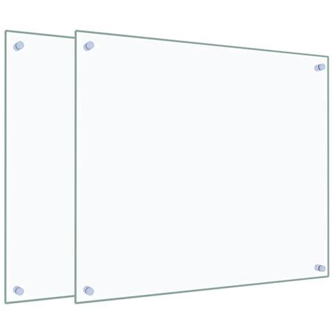 Paraschizzi per Cucina 2 pz Trasparente 70x60cm Vetro Temperato - Foto 1