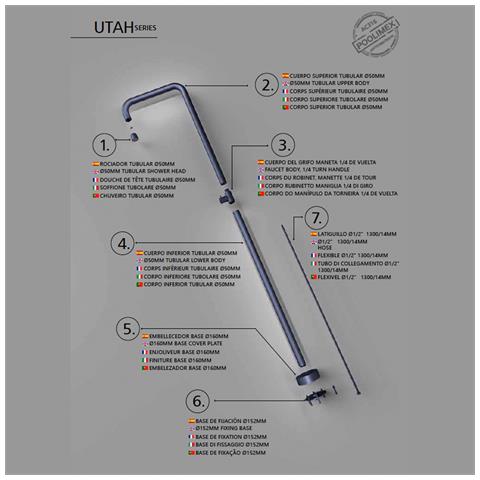 Imex Doccia Piscina In Acciaio 316 Blu Oceano Con Rubinetto Monoforo E Sistema Anticalcare Modello Utah - Foto 6